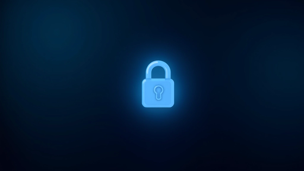 Lucchetto digitale con simbolo di sicurezza su sfondo blu scuro
